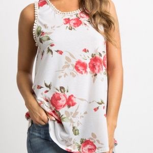 Pink Blush Floral maternity crochet tank
